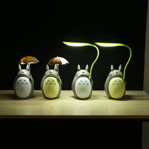 Lampes de table Cr￩ative Cartoon Totoro Charge Night Indoor Animal LED LED UBS CONSEIL ENFANT LECTURE DE BUR