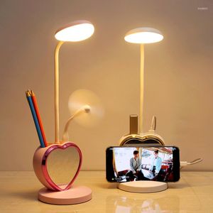 Lampes de table Creative Make-up Mirror Desk Lover Girl Vanity Night Lights Chambre Commode Éclairage Multifonctionnel LED Gradateur Lampe