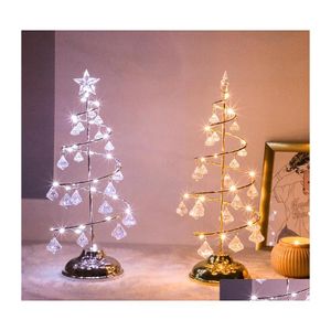 Lámparas de mesa Led de cristal LED de navidad Lámpara Lámpara de la sala de estar de hada luces nocturnas decorativas para el hogar del año regalos caída Deliv dh0rw