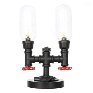 Lámparas de mesa Lámpara vintage americana de doble cabeza LED G4 UE EE. UU. Línea de enchufe 1,8 m Pantalla de vidrio Tubería de agua TG251 Luz cálida