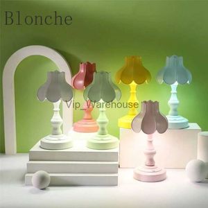 Lampes de table Lotus européen petite veilleuse nostalgique méditerranéenne chambre lampe de chevet Mini contracté LED petite lampe de bureau YQ231006