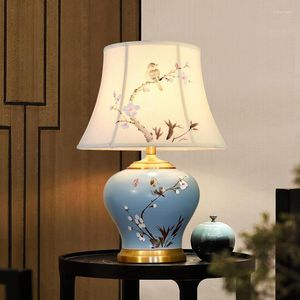 Lampes de table mode Style chinois en céramique pour salon chevet décor à la maison moderne luminaires Led bureau lumière Luminarias
