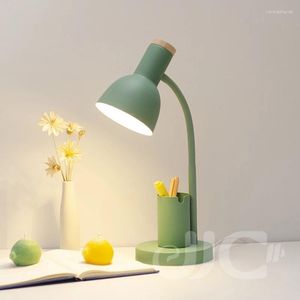 Lampes de table Flexo Lampe de bureau créative avec porte-stylo Nordic Cute Light Neat Room Bureaux Ordinateur Bureaux Baby Night Décoration Chambre