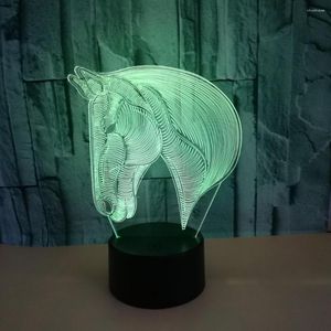 Lampes de table Horsehead 3d Night Colorful Touch Usb Powered Led Visual Desk Lamp Gift Atmosphere Small