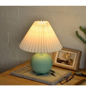 Lampes de table coréenne plissée lampe à LED céramique veilleuses pour salon décor à la maison éclairage chaud avec télécommande chevet