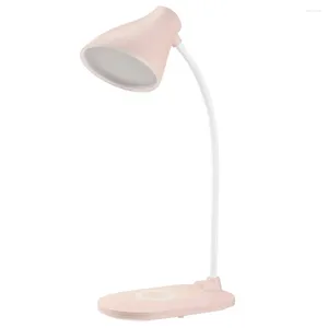 Lampes de table apprenant la lampe de nuit 5W des lumières de lecture de chevet de téléphone 360 Protection tactile Décoration multifonctionnelle rose clair