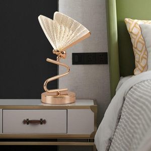 Lámparas de mesa, lámpara Led de escritorio, mariposa de 3 colores para luces de salón, dormitorio, mesita de noche, luz nocturna de cristal, decoración