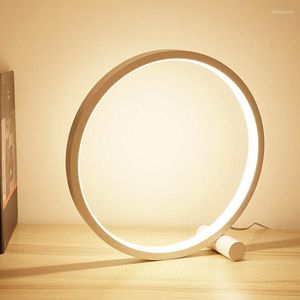 Lámparas de mesa Lámpara LED Sensible al tacto Regulable Escritorio Dormitorio Circular USB Decoración de cabecera Luces nocturnas