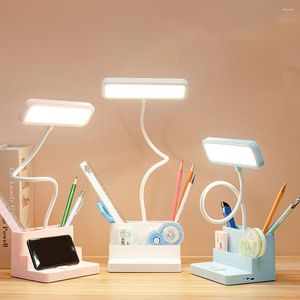 Lámparas de mesa Lámpara LED con ventilador de protección de escritorio de ventilador Luz de lectura para el teléfono para niños Pen Noche