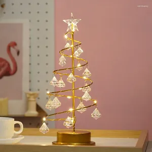 Lámparas de mesa LED Espiral Árbol de cristal con lámpara de noche desplegable Luz decorativa Navidad Decoración para el hogar Regalos