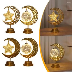 Lampes de table en métal LED étoile lune lumière nuit à piles mignon veilleuse chambre Ramadan décoration pour enfant adulte