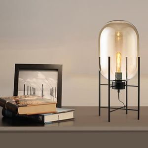 Lámparas de mesa de decoración moderna, iluminación LED para dormitorio, accesorios de iluminación de vidrio, sala de estar Simple, escritorio interior para el hogar