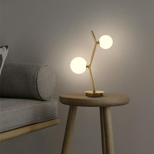 Lámparas de mesa, lámpara dorada moderna, latón, dormitorio, sala de estar, mesita de noche, bola de cristal, lámpara decorativa de escritorio