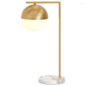 Lámparas de mesa Lámpara moderna Base de mármol de bronce Escritorio de diseño minimalista para dormitorio Mesita de noche Decoración para el hogar Accesorios de iluminación