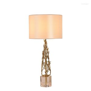 Lámparas de mesa Moderna decoración de cristal de lujo Pantalla de tela E27 Fuente de luz