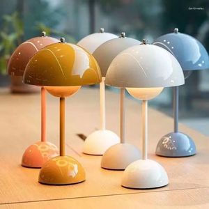 Table Lamps Mushroom Flower Bud LED Rechargeable Desk Lamp Touch Night Light For Bedroom Restaurant Cafe Modern Decoration Gifts