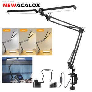 Lampes de table NEWACALOX EU/US 12 V lampe de bureau de lecture avec 160 pièces LED lumières 24 W lampe intérieure pince de Table lampe pliante pour bureau/étude/travail YQ240316