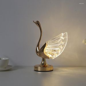 Lámparas de mesa Lámpara de escritorio LED decorativa nórdica Simple Crystal Butterfly Atmósfera Dormitorio Mesita de noche Touch Creative USB Small Night