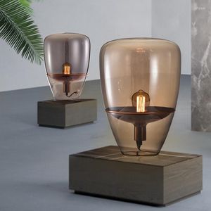 Lampes de table nordique double verre salon chambre postmoderne créative simple rétro designer étude lampadaire