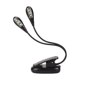 Lampes de table Lire la lampe Double Head Livre 4 LEDS Clip lumineux de bureau sur Portable pour le lit Instrument de musique Piano CompuTertable Tabletable