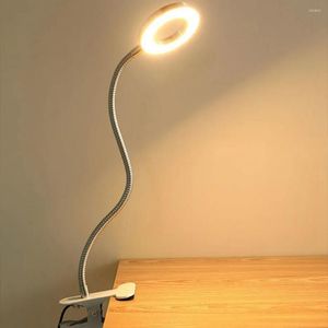 Lampes de table Lampe de lecture Clip alimenté par USB sur LED Lampe de bureau Protection des yeux Économie d'énergie Selfie Remplissage pour tête de lit