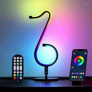 Lampes de table RVB Music Note Light Pour TV Moniteur De Bureau Ou Lampe Murale Avec Télécommande Bluetooth APP DC 5V