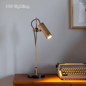 Lámparas de mesa Luces de escritorio LED giratorias Base de mármol EE. UU. UE Reino Unido Enchufe Lámpara de lectura de latón Estilo americano Accesorios de iluminación retro Alta calidad