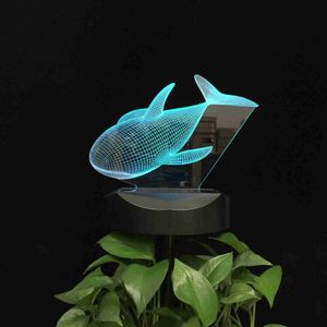 Lampes de table Mer dauphin poisson énergie solaire 3d LED Table veilleuse paysage intérieur extérieur étanche éclairage couleurs changer décor cadeau YQ231006