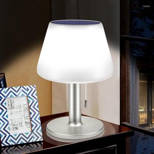 Lampes de table lampe solaire extérieur intérieur bureau blanc veilleuses livre lumière pour la maison chambre avec interrupteur à tirer trois LightingTable