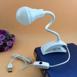 Lámparas de mesa Lámpara de escritorio LED USB con clip Bombilla flexible para lectura de libros Estudio Oficina Trabajo Niños Luz nocturna portátil