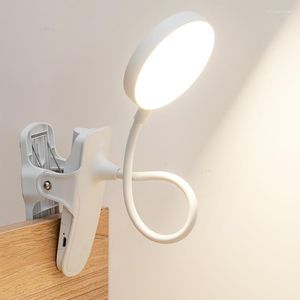 Lampes de table USB Rechargeable Tactile Gradation Clip Lecture Lampe De Bureau Protection Des Yeux Gradateur Flexible LED Chambre Salon Lumière