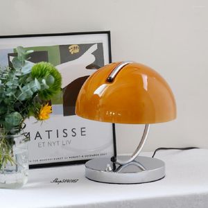 Lampes de table Lampe Vintage Designer Italien Orange Base En Acier Inoxydable Salon Décoration Chambre Côté Couleur
