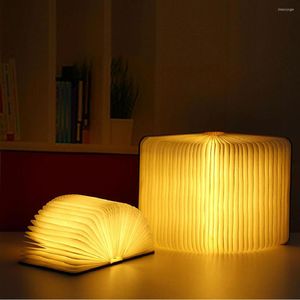 Lampes de table livre en bois lampe à LED pour Portable USB Rechargeable magnétique pliable bureau décor à la maison chambre veilleuse