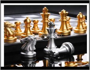 Настольный досуг, спортивные шахматные игры на открытом воздухе, Прямая доставка, 2021 г., средневековый международный набор с шахматной доской, 32 предмета для игр Gold Sier 5046993