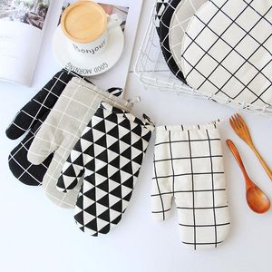 1 pieza de manteles de mesa bonitos antideslizantes amarillo gris algodón moda nórdica cocina guantes para microondas hornear barbacoa soportes para ollas guantes para horno