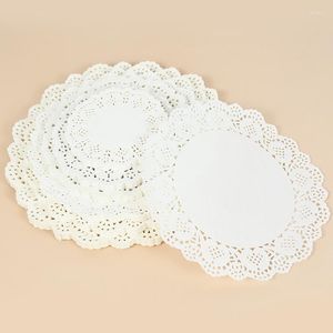 Tapis de Table 100 pièces cercle dentelle papier napperons napperons de fête de mariage vaisselle blanc napperon décoratif bricolage Scrapbooking artisanat