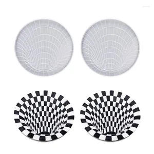 Tapis de table 2 pièces, piège à spirale de Vision 3D, moule en Silicone en cristal, tapis de café, tasses de thé, décoration de la maison