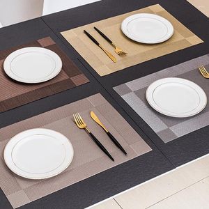 Tapis de Table doré écologique, napperon lavable en PVC, cadre diagonal, tissu résistant aux taches, bol à disque, coussin antidérapant
