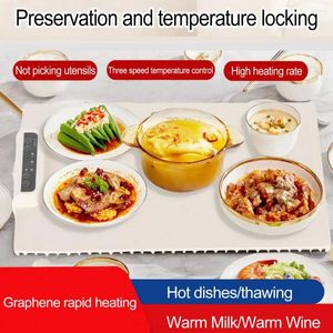 Esteras de mesa accesorios de cocina temperatura ajustable bandeja de calentamiento eléctrico diseño plegable plato de calentamiento rápido calentador