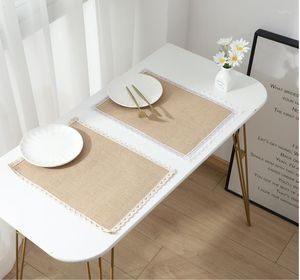 Tapis de table Dentelle Jute Napperon Tapis Imperméable Tissu Po Props Linge Naturel Style Simple