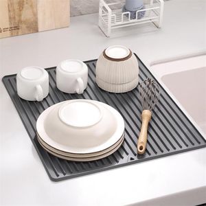 Tapetes de mesa de silicona para secar platos, escurridor de protección resistente al calor, encimera, fregadero, drenaje antideslizante, suministros de cocina