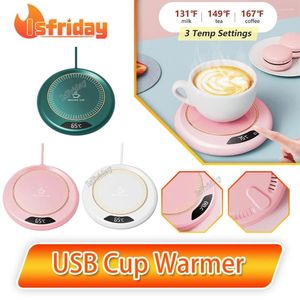 Tapis de table Chauffe-tasse USB Mini tasse à café portable dessous de verre chauffant affichage numérique intelligent réglage thermostatique chauffage de synchronisation pour le thé au lait