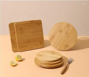 Tapetes de mesa Venta al por mayor Almohadillas de madera de bambú Cuadrado Redondo Posavasos en blanco Taza Olla Natural Hecho a mano Rústico Decorativo para bebidas Cocina SN