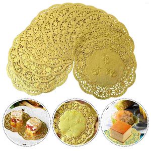 Servilleta de mesa 100 PCS Snack Mantel Desechable Encaje Cake Doilies Absorción Papel Pad Redondo