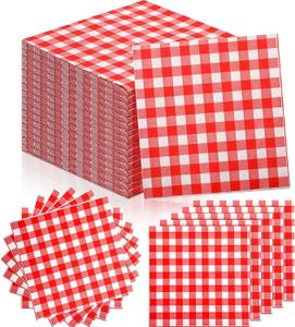 Servilletas de mesa 100 Uds. Servilletas de papel con estampado de guinga navideña desechables a cuadros cóctel 2 capas boda cumpleaños Picnic 230511