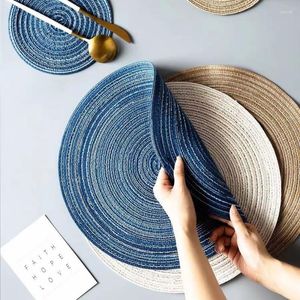 Table Napkin 1pcs Round Mat Woven Ramie Placemats Anti Slip Dining Mats Non-Slip Tableware Bowl Pads Kitchen Drink Cup Coasters