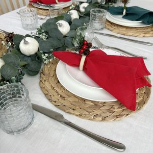 Tischservietten, 6 Stück, 30 x 45 cm, Weihnachten, Grün, Rot, 100 % Baumwollstoff, weiche und langlebige Cocktailservietten, Hochzeits-Dinnerservietten 231101