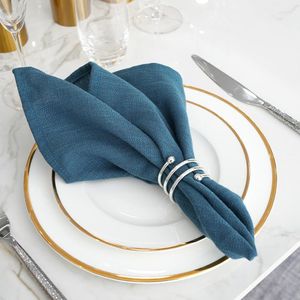 Servilletas de mesa 6 uds. Servilletas de lino para servir manteles decoración de boda pañuelos toallas manualidades para Decoupage surtido azul