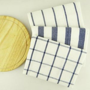 Serviette de table en tissu pur coton torchon pour la décoration de la cuisine carreaux rayures fil-teinture serviettes en tissu plat maison