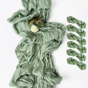 Table Runner 6PCS Sage Semi-Sheer Gauze Table Runner Cheesecloth Table Setting Dining Wedding Party Christmas Banquets Arches Cake Decor 230926